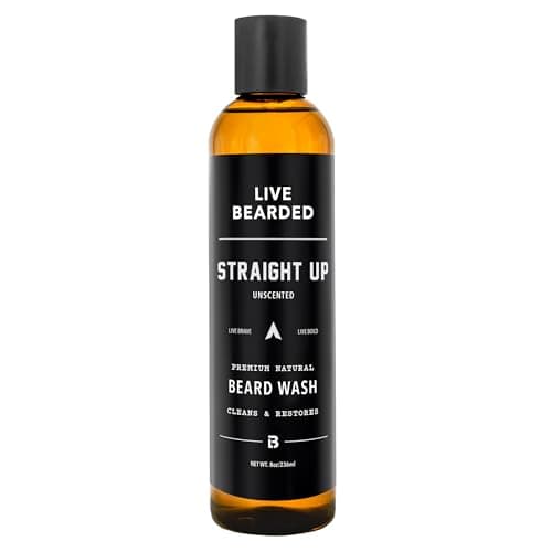 Live Bearded Beard Wash 8 fl oz WaterBased Face Cleanser with AllNatural Ingredients for a Gentle Deep Clean Made in the USA Straight Up Unscented FragranceFree
