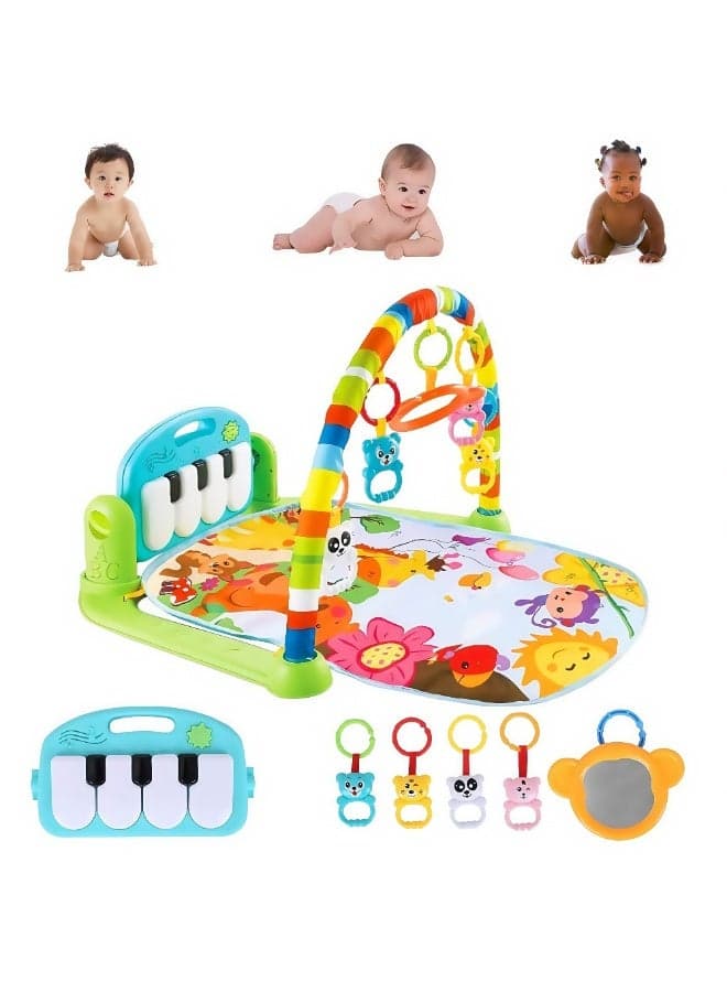 Baby Gym Play Mat Activity Center, Kick and Play Piano Gym Mat with Music and Lights, Gifts for Baby Newborn Toddler Infants Boys Girls