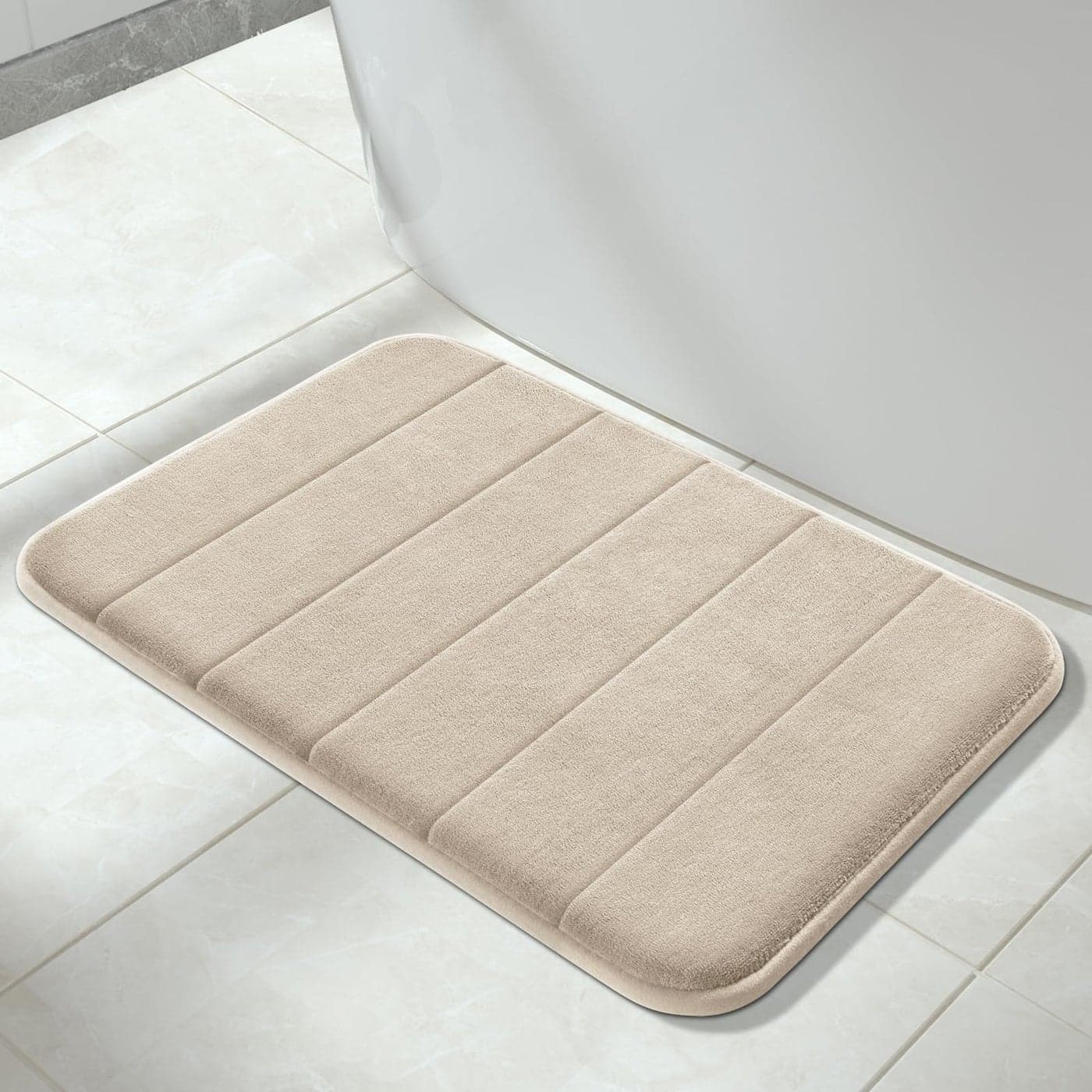 Yimobra Memory Foam Bath Mat Rug 24 x 17 Inches Comfortable Soft NonSlip Super Absorbent Quick Drying Bathroom Rug for Floor Tub Shower Machine Washable Thick Beige