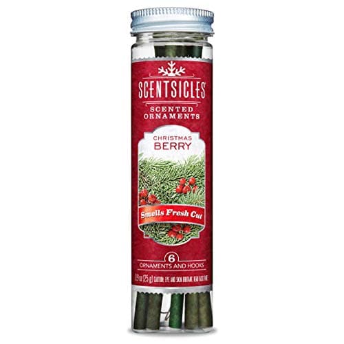 Scentsicles Christmas Berry Scented Christmas Ornaments with Hooks - 1 Bottle (6 Sticks Total)