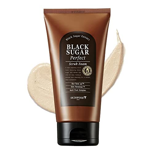 SKINFOOD Black Sugar Perfect Scrub Foam 180g Detoxifying Pore Scrubs Exfoliator Soft Rich Bubble Facial Foam Cleanser Removes Dead Skin Cells Exfoliating Skincare for Men Women 635 oz