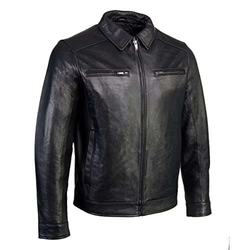 Milwaukee Leather Men's Premium Leather Fashion Casual Jackets (GR-SFM1899-MIL-BLACK, Medium)