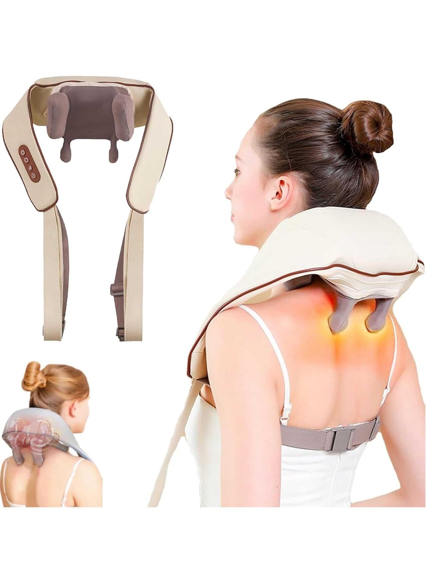 The New Neck And Shoulder Heat Massager, Soothemate Neck Massager Simulated Manual Massage, Deep Tissue 8D Kneading, Shiatsu Neck and Back