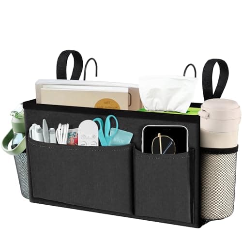 BlissTotes Bedside Caddy Bedside Storage Organizer for Bunk Bed Accessories Dorm Storage for Bedside Shelf and Bunk Bed Shelf Bed Caddy for Home Dorm Bunk Dark Gray 1 Pack