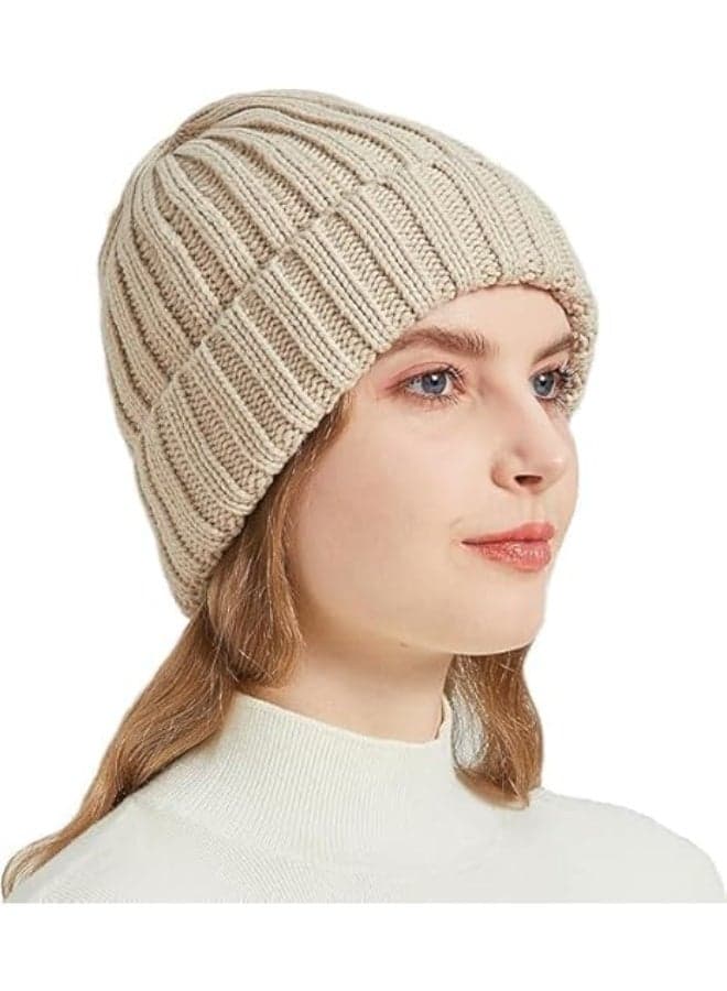 Thick Warm Winter Knit Beanie Hat, Winter Hats for Men Women Warm Thermal Fleece Lined, Knit Fashion Cuffed Skull Cap Skull Cap Beanies for Men Women