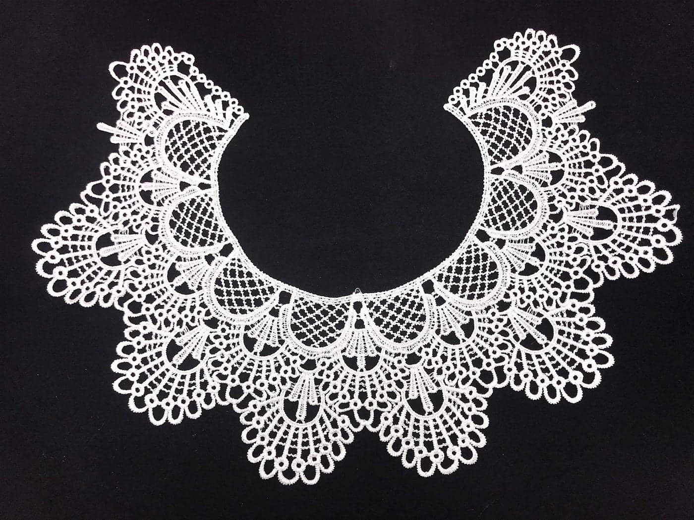 1pc Embroidery Round Ripple Neck African Lace Fabric CollarDIY Handmade Lace Fabrics for Sewing Crafts White