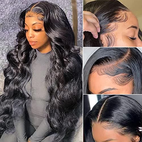 Pizazz Body Wave Lace Front Wigs Human Hair Pre Plucked Pre Bleached 180 Density Glueless Human Hair Wigs for Women 13x4 HD Transparent Lace Front Wigs with Natural Hairline26 Inch