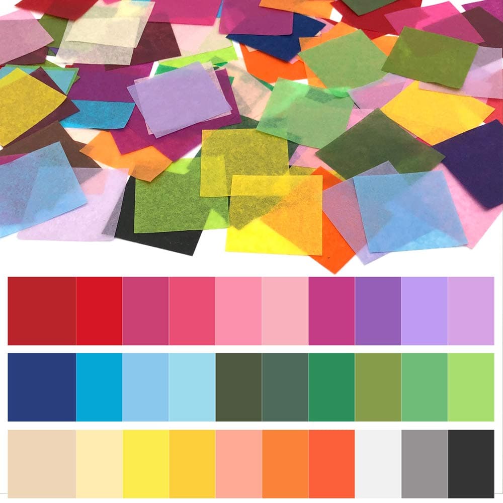 Anvin 3000 Pcs Tissue Paper Squares 2 Inch x 2 inch Rainbow Tissue Mosaic Squares for Arts Crafts DIY Projects Scrunch Art Classroom Activities and More 30 Assorted Colors