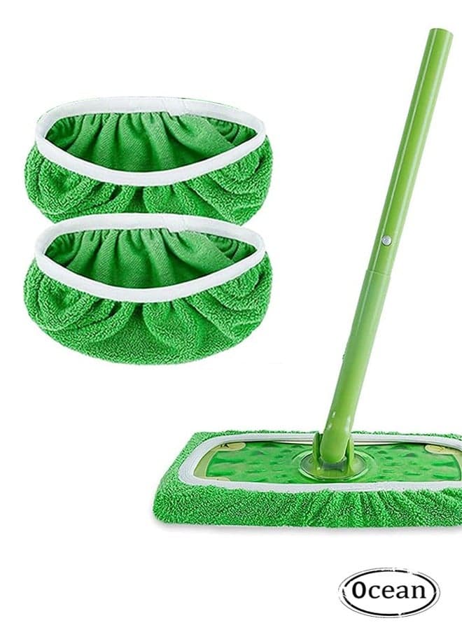 Mop Pads Floor, Sweeper Mopping Refills Household Cleaning Tools, Wet Mopping Cloths for Wet and Dry Use, Washable Microfiber Mop Pads, Compatible with for Swiffer Sweeper Mops (2 Pack)