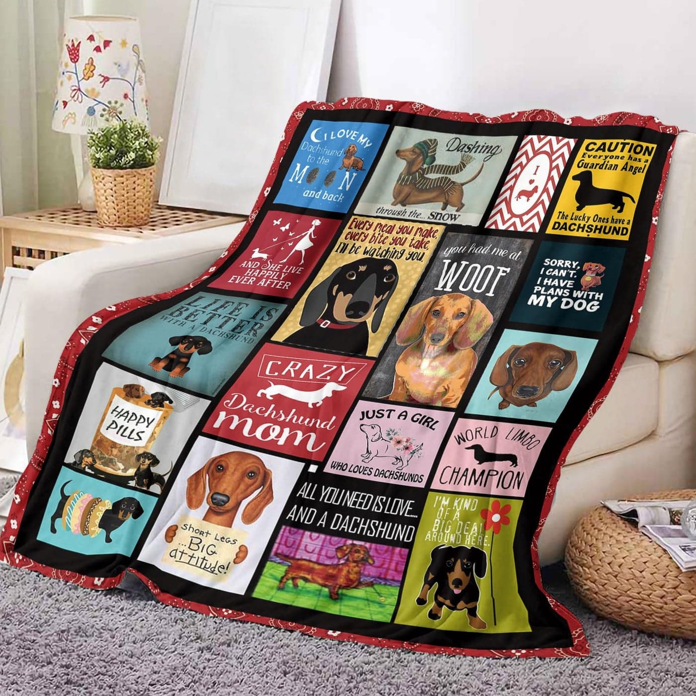 Dachshund Blanket Dachshund Gifts for Women Soft Warm Cozy Weiner Dog Blanket for Couch Bed Christmas Wiener Dog Gifts for Women Mom Adults 50 x 60 D2