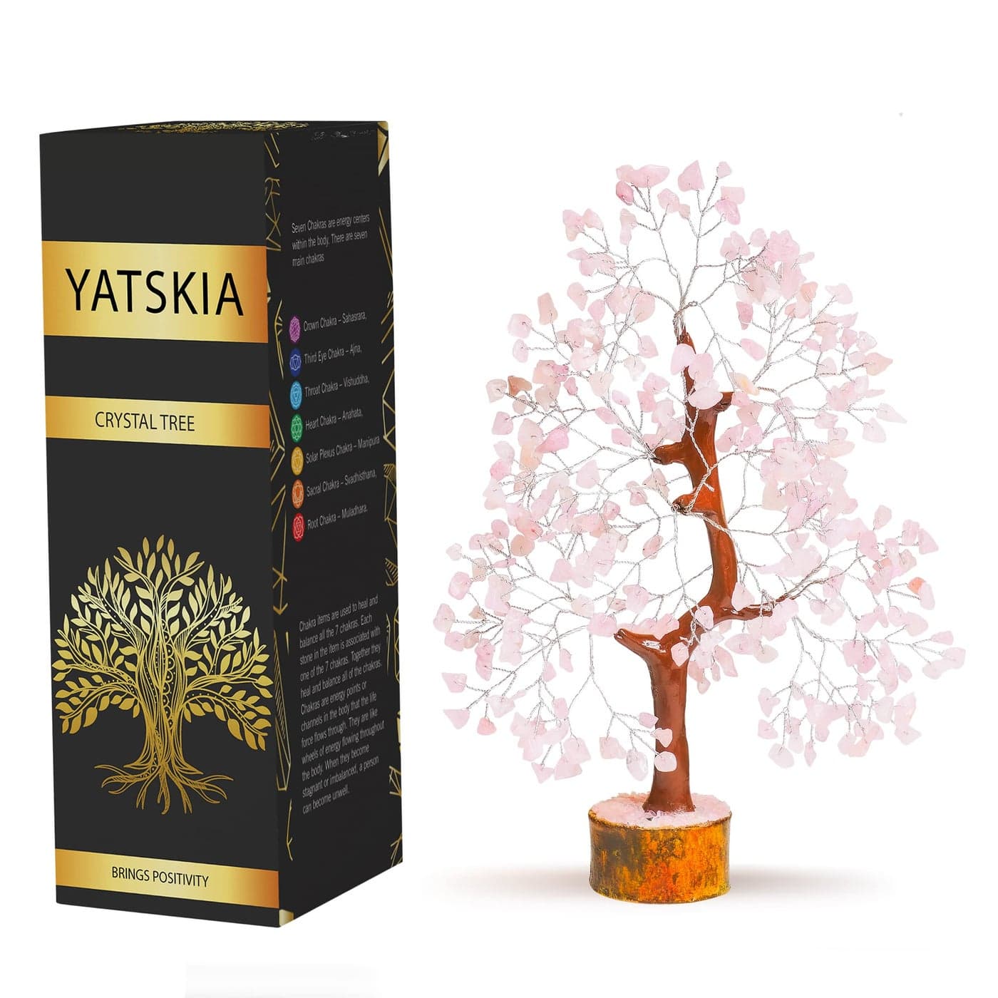 Rose Quartz Tree of Life Feng Shui Decor Spiritual Gift Home Office Decor 1012 Inch Approx