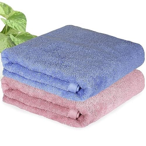 HEELIUM Bamboo Bath Towel | Lightweight & Quick Drying | Ultra Absorbent Towel | 140 x 70 cm - 400 GSM | Pack of 2 - Peach, Iris