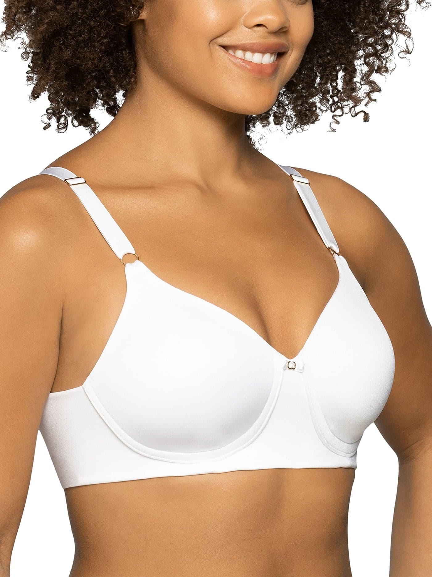 Vanity Fair Womens Full Coverage Beauty Back Smoothing Bra, 4-way Stretch Fabric, Lightly Lined Cups Up To Dd Bra, Wireless - White, 38C US