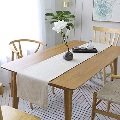 Khooti Jute Dining Table Runner for 4 to 6 Seater | 12 x 72 inches | Light Linen | Heat Resistant | Table Runner for Dining Table, Coffee Table, Centre Table, Wedding Party | Two Sided | Washable