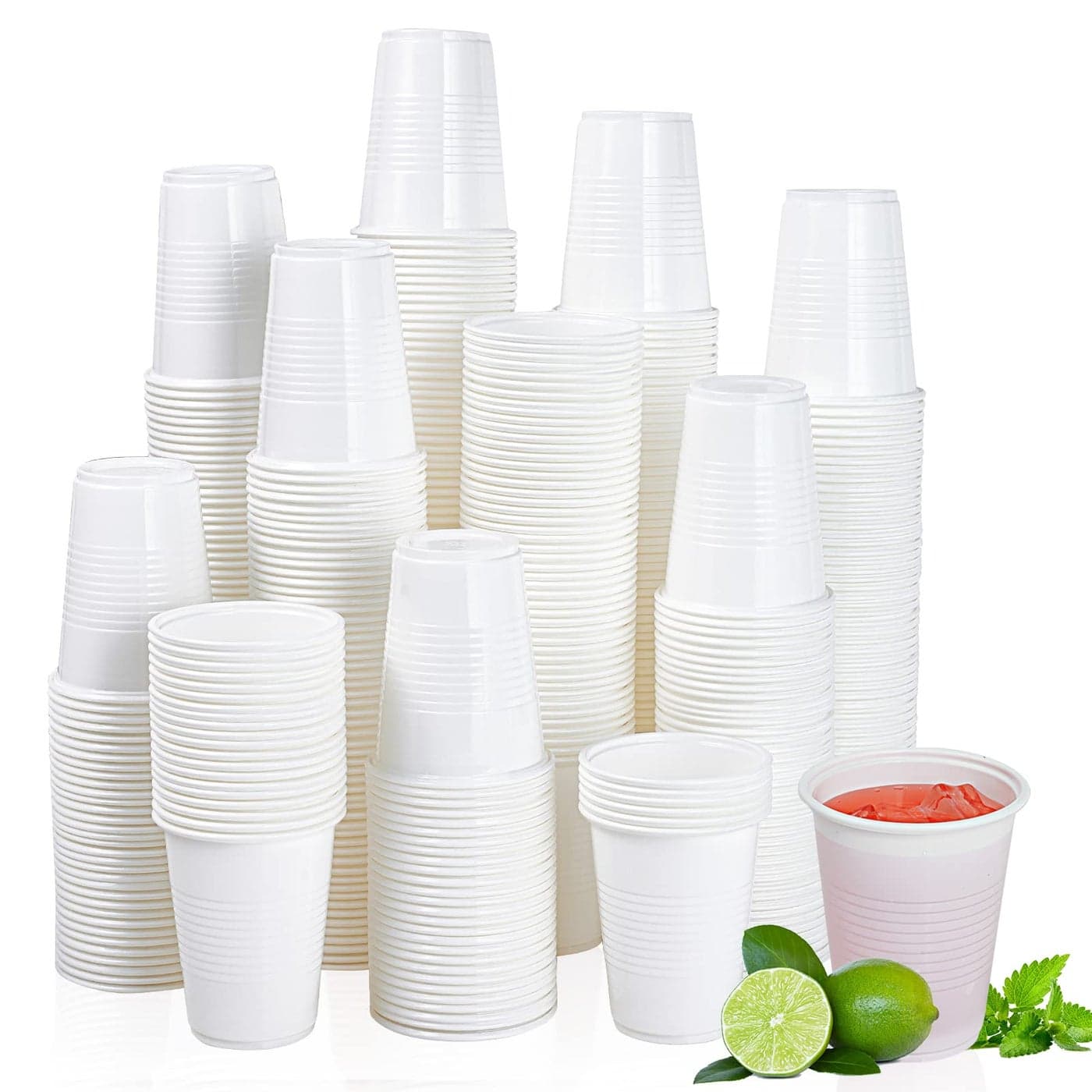 Lilymicky 500 Pack 7 oz Disposable Plastic Cups Drinking Cups White Party Cups for Birthday Parties Picnics Ceremonies and Wedding