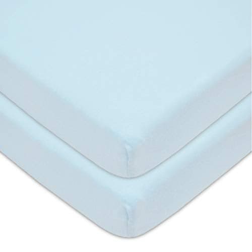 American Baby Company 2 Pack 100 Natural Cotton Fitted Pack and Play Sheets 39 x 27 Soft Breathable Pack N Play Sheets for Playard Mini Crib Mattress Blue for Boys Girls