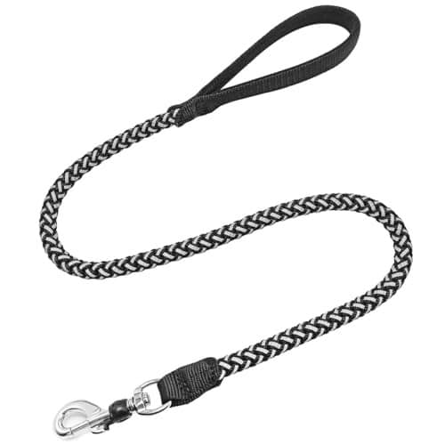 Mycicy 2/3/4/6/10 Foot Reflective Dog Leash Strong Nylon Rope Braided Heavy Duty for Large and Medium Small Dogs Walking Training Leads (Black, 3ft * 1/2")