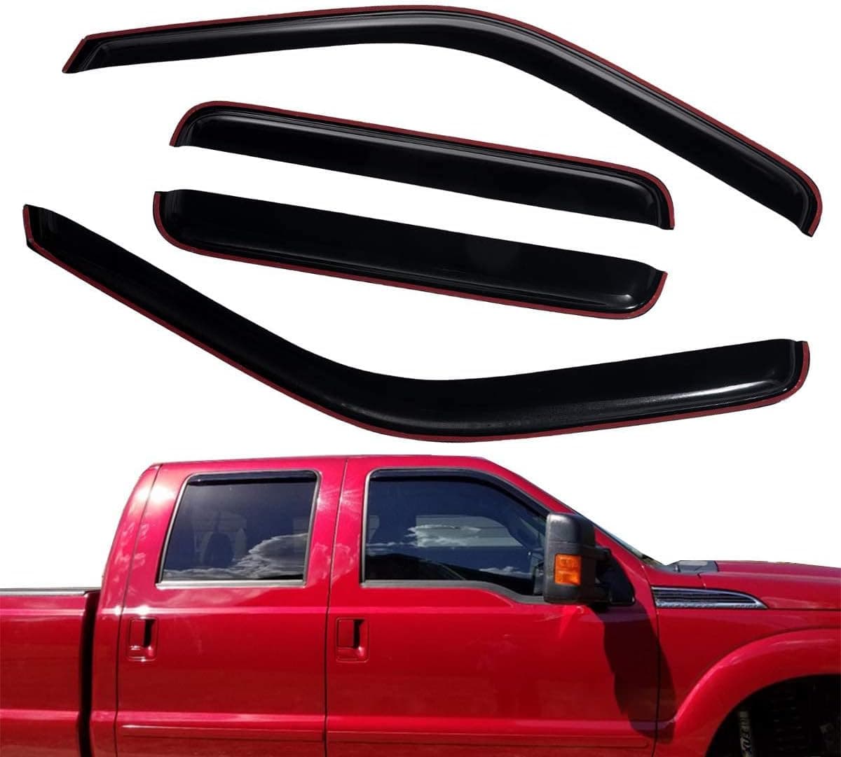 Lightronic WV194953 In-Channel Window Visors Rain Guards Smoke Tint 4PCS Set for Ford F-Series