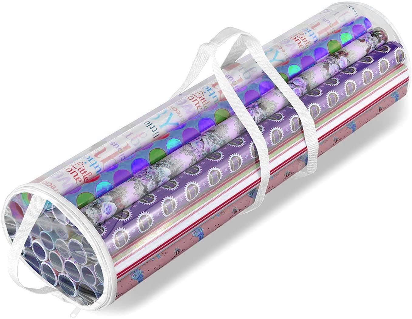 ADEPTNA Clear Gift Wrap Storage Bag OrganiserChristmas Cylinder Gift Wrap Storage Bag Wrapping Paper Organiser Durable And Lightweight