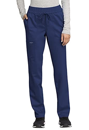 Cherokee Scrubs for Women Mid Rise Tapered Leg Drawstring Pant with 5 Pockets, Cargo Bottom with 2 Way Stretch Fabric - WW105, XS, Navy