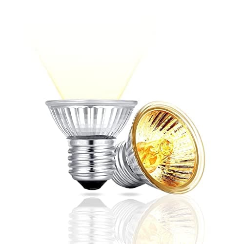 Buraq Reptile UVB Basking Bulb – 25W | 50W | 75W UVA+UVB Heat Lamp for Turtles, Lizards, Snakes & Amphibians, E27 Base Sunlight Spotlight (Set of 4 UV Bulbs - 50W)