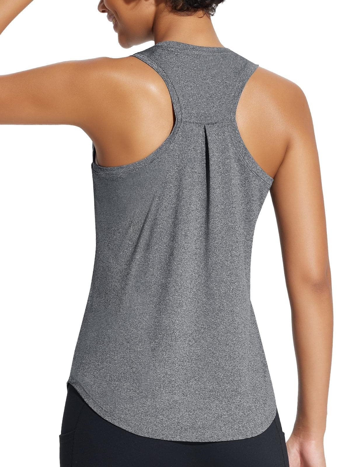 BALEAF Women's Workout Tank Top Racerback Tops Sleeveless Running Shirts Loose Fit Yoga Athletic Gym Sports Grey L