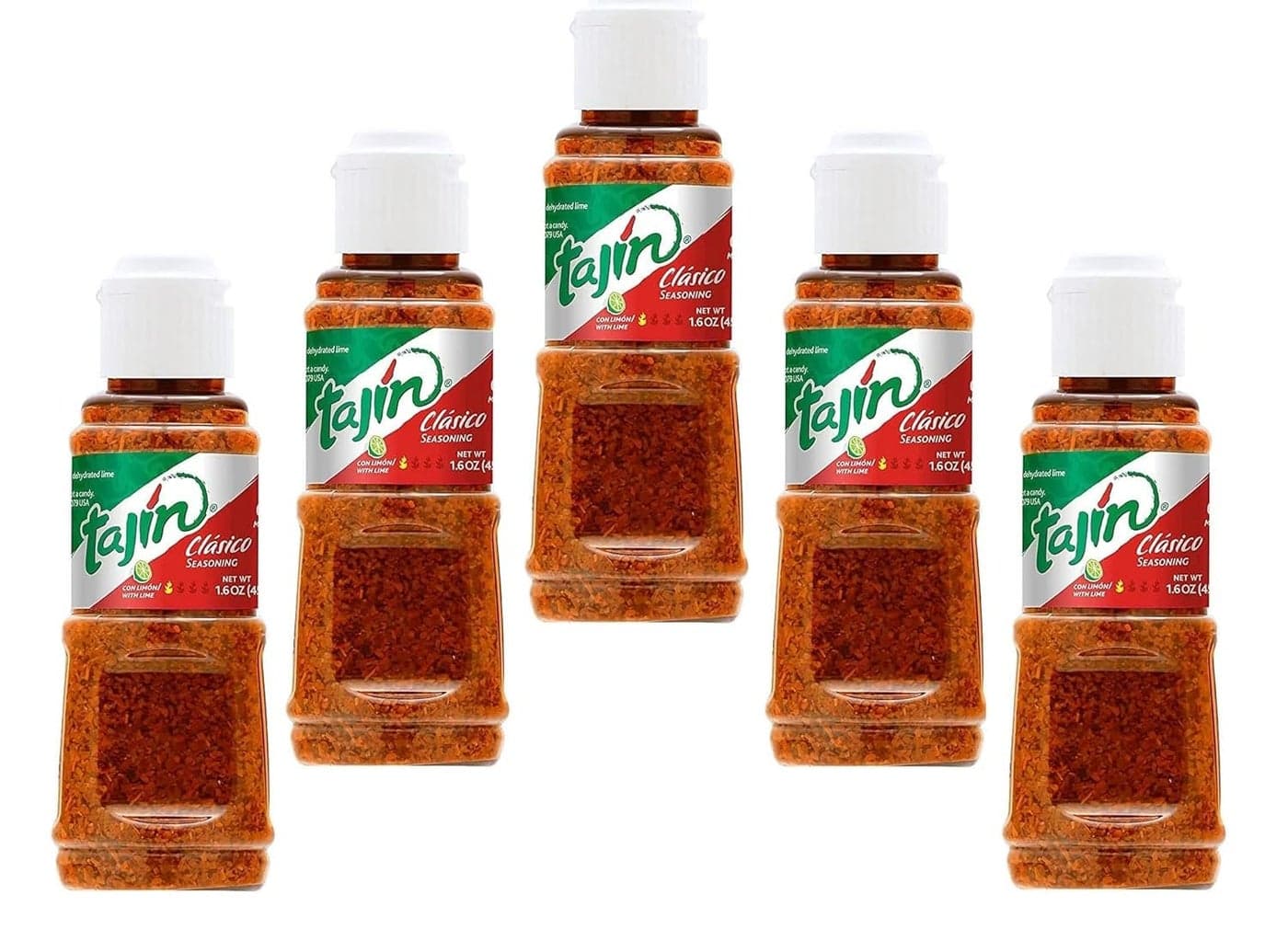 Tajin Clásico Chile Lime Seasoning Mini Bottle,Perfect For Snacks,Fruits,Veggies,And More,Sprinkle,Savor,And Delight Mild Travel Pack Each 0.35 Oz 10G Pack Of 5(Usa)