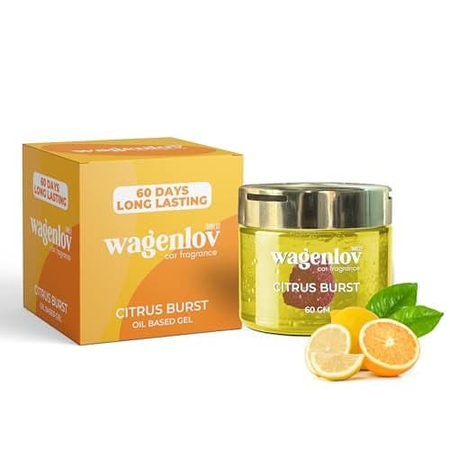 Wagenlov Citrus Burst Car Accessories 2026 | Car Perfume Gel | Luxury Long Lasting Car Air Freshener (60 Days) | Lime, Orange & Bergamot | 60g | Ideal Gift for Car Owners