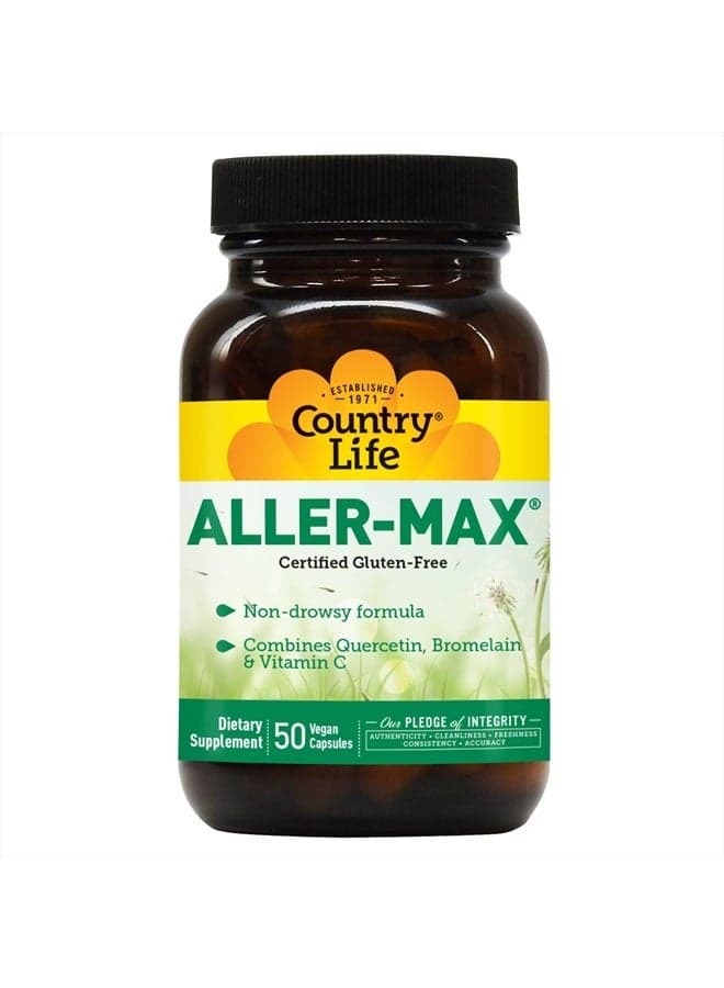 Aller-Max with Quercetin, Bromelain and Vitamin C Vegetarian Capsules, 50 Count, Certified Gluten Free, Certified Vegan…