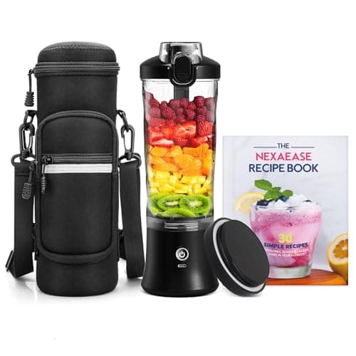 Portable Blender with Insulated Carrying Case Recipe Book for Shakes and Smoothies 20 OZ Personal Juicer Electric Protein Shaker Bottle Mini Small Blender Cup with USBC Rechargeable Travel Lid