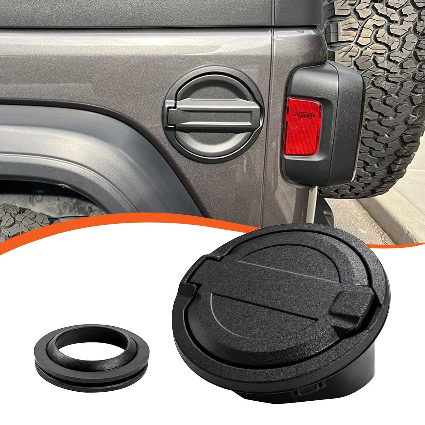 GLOBLED Fuel Filler Door Cover Gas Tank Cap Cover Compatible with Jeep Wrangler 20182024 JL JLU 24 Door Aluminum Gas CapBlack