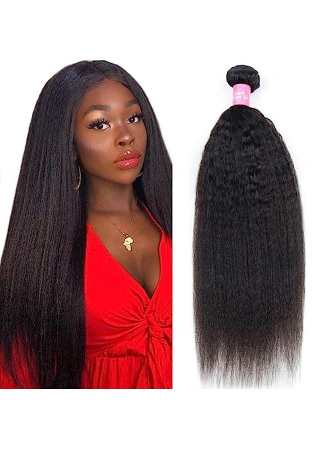 Odir Kinky Straight Human Hair Bundles 22 Inch Unprocessed 9A Brazilian Yaki Straight Virgin Hair Weave 1 Bundle Kinky Straight Remy Hair Extensions Natural Color