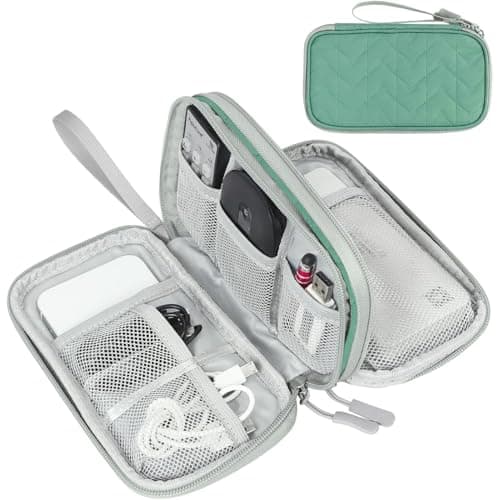 FYY Electronic Organizer, Travel Cable Organizer Bag Pouch Electronic Accessories Carry Case Portable Waterproof Double Layers All-in-One Storage Bag for Cable, Cord, Charger, Phone,-Pattern Green(M)
