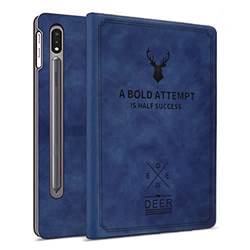 Robustrion Deer Pattern Flip Stand Case Cover for Samsung Galaxy Tab S8 Plus / S7 Plus /S7 FE 12.4 Inch SM-X800/X806/T970/T975/T976/T735 Cover - Deer Blue