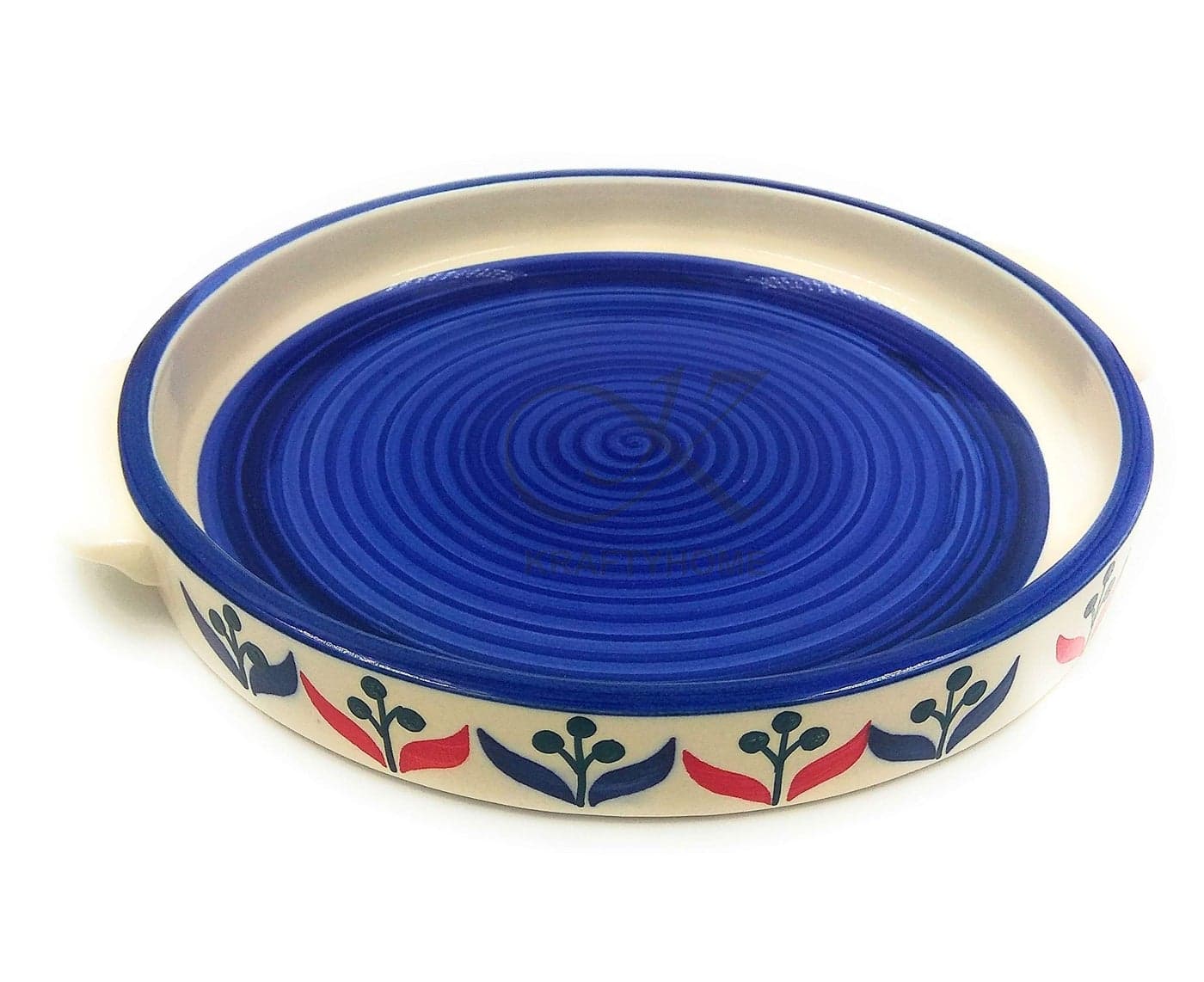Kraftyhome Ceramic Round Plate 8 Inches | Pizza Plate | Microwave Safe Round Plate - BFL