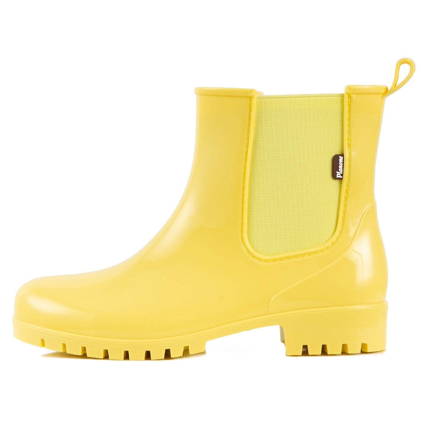 planone Short rain Boots for Women and Waterproof Garden Shoes AntiSlipping Cream Yellow Chelsea Rainboots for Ladies with Comfortable Insoles Stylish Light Ankle rain Shoes and Outdoor Work Shoes