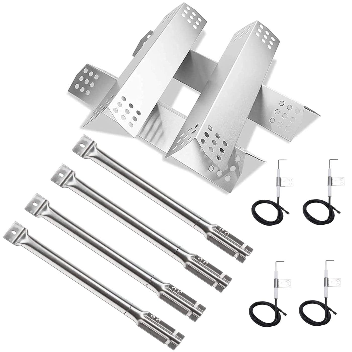 Hisencn Repair Kit for Master Forge 1010037 1010048 Gas Grill Models Stainless Steel Burners Stainless Steel Heat Plates Replacement Parts Grill Replacement Parts for Master Forge