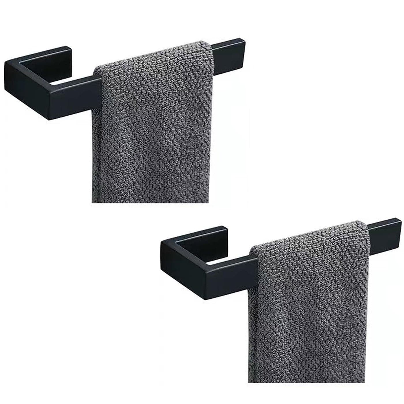 JOPOFI 2Piece Hand Towel Holder Thicken SUS 304 Stainless Steel Towel Holder for Bathroom Wall 8 Rectangular Modern Design Towel Ring Contemporary Hand Towel Rack Matte Black