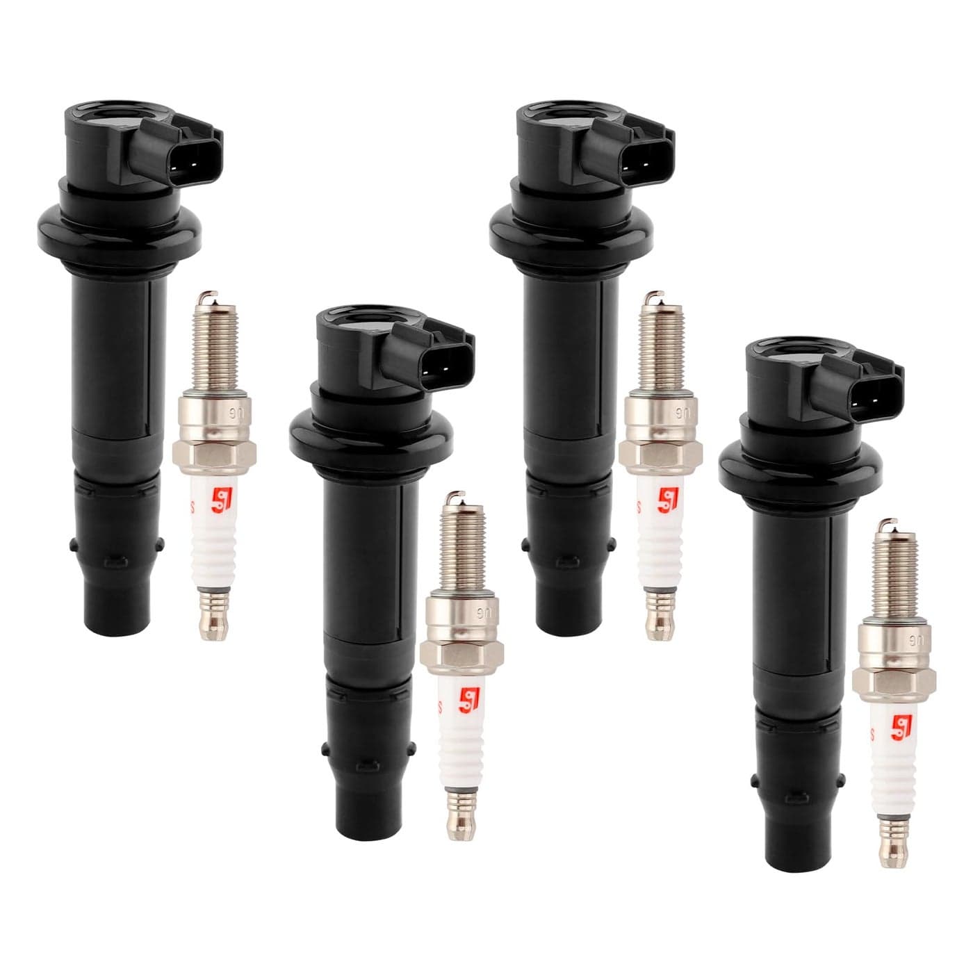 Ignition Coil Pack Spark Plugs Set of 4 Compatible with Yamaha 20062014 FZ1 20022006 YZFR1 20062007 YZFR6 2015 FZS1 20092020 Vmax 1700 Replaces 5VY823100000