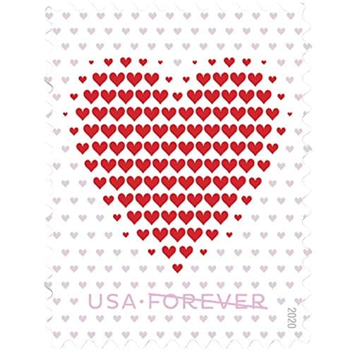 Made of Hearts Sheet of 20 Forever First Class Postage Stamps Wedding Celebration Love Valentines 5 Sheets of 20