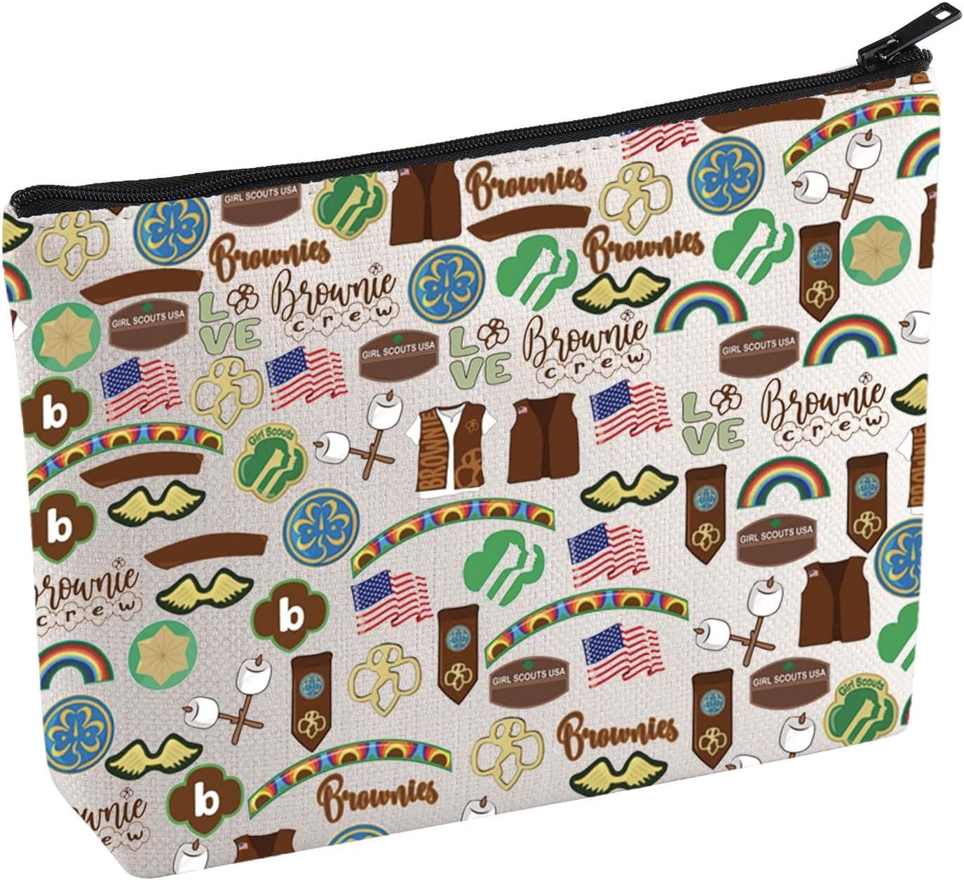 KUIYAI Brownie Girl Scout Cosmetic Bag Girl Scout Troop Makeup Bag Scout Master Gift Girls Power Gift Scout Camping Gift Scout Journey Gift (BrownieScoutM)