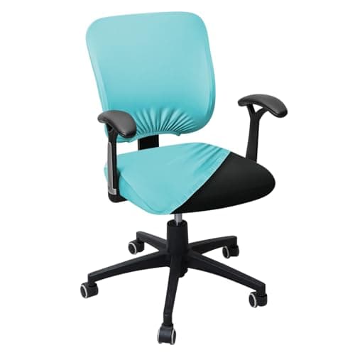 HOKIPO 'SereneSolids' 140 GSM Office Chair Cover for Task Chair – 140 GSM Stretchable Fabric – Washable & Anti-Slip – Fits Small Office Chairs Without Headrest, Sky Blue (AR-5224-SBLU)