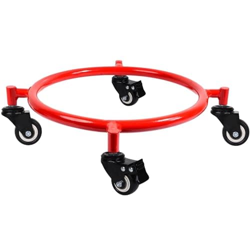 KALIAT Heavy-Duty Gas Cylinder Trolley with Wheels | 360° Rotating 2 Lock + 2 Double Bearing Wheels | Stainless Steel Red LPG Cylinder Stand for Kitchen, Home, Stove, Cabinet – Waterproof