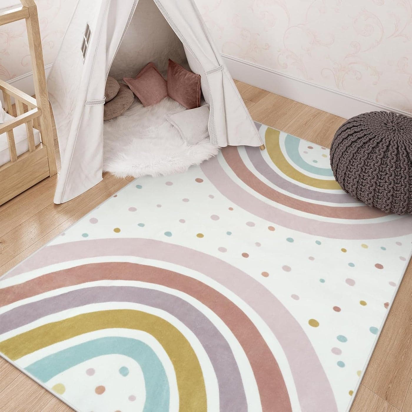 STARUIA Washable Rainbow Rug for Girls Bedroom Boho Classroom Rug Small 3x5 Area Rugs for Kids Room Soft Kids Carpet NonSlip Nursery Rugs for Playroom Tent Baby Dorm