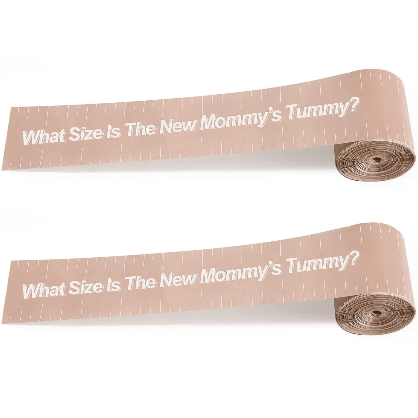 2 Rolls 2 Inch x 150 Feet Baby Shower Measuring Tape Tummy Measure Belly Game Paper Belly Measuring Tape for Baby Shower Party Decorations Supplies Brown