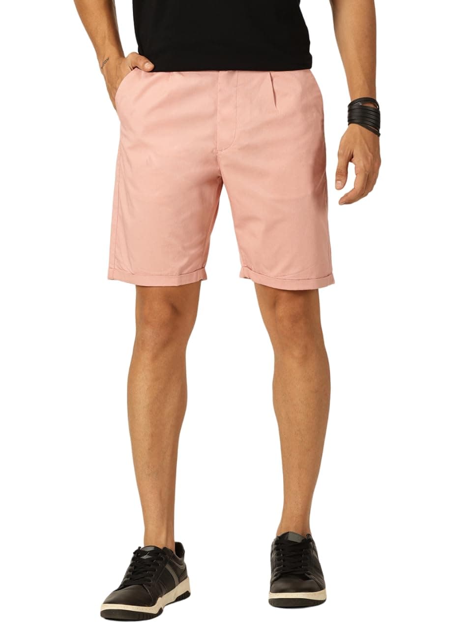 Thomas Scott Men 100% Cotton Smart Chino Shorts (TSS038_Peach, 36)
