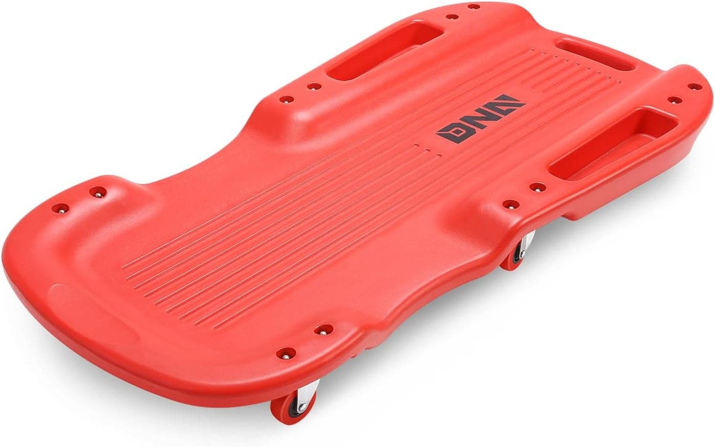 DNA MOTORING 38 Inches Low Profile Plastic Rolling Garage Shop Floor Creeper with Side Pockets & 6 Casters, Red