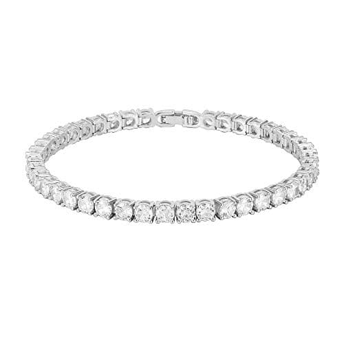 PAVOI 14K Gold Plated Cubic Zirconia Classic Tennis Bracelet | White Gold Bracelets for Women | 4mm CZ, 6.5 Inches