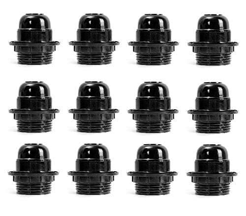 VRCT Screw Type Holder, E27 Black Ring Type for Table Lamps Lights (Pack of 12)