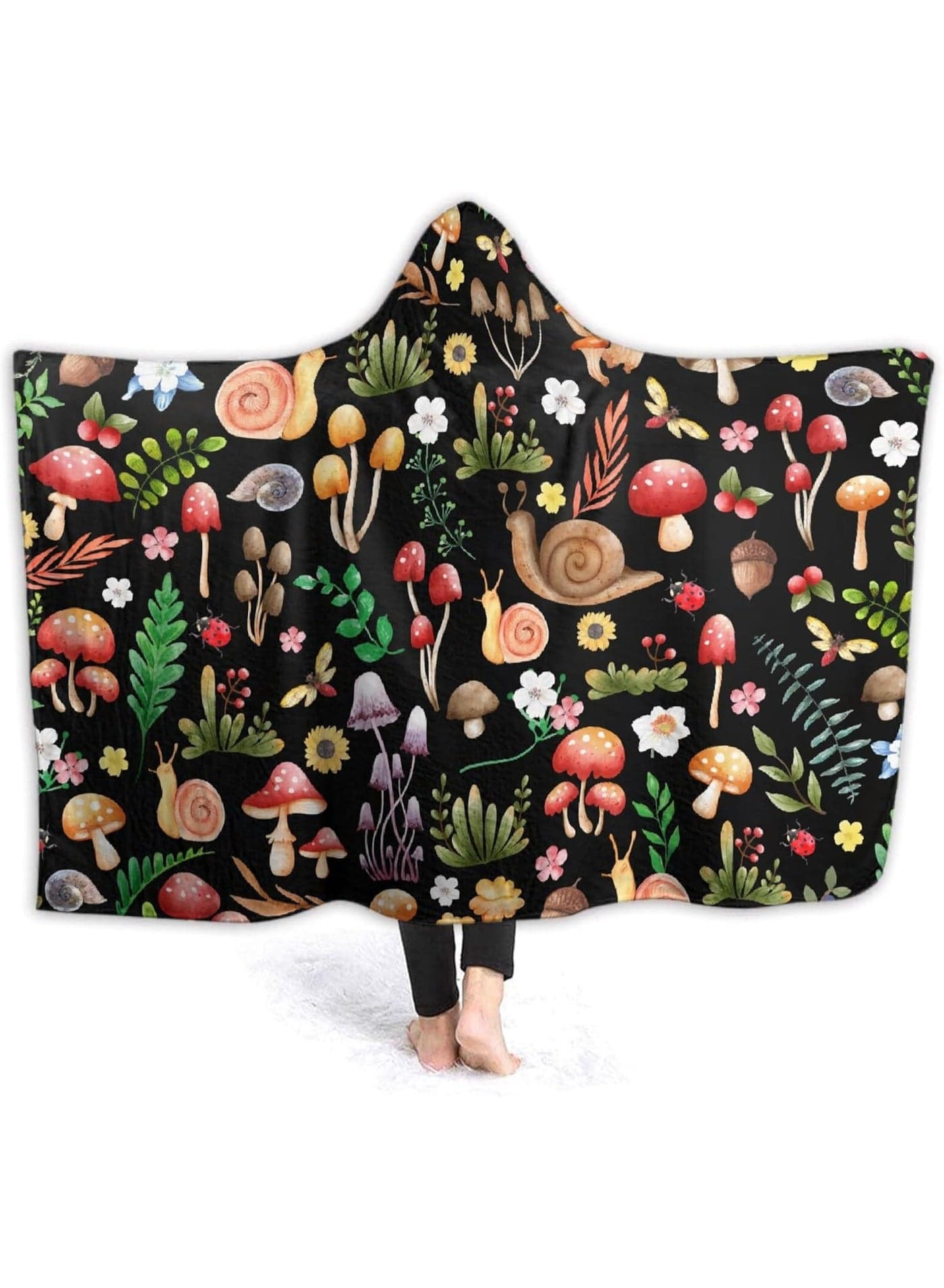 Mushroom Hooded Blanket Mushrooms Gifts for Women Soft Fleece Flannel Mushroom Throw Wearable Blanket All Season Plant Blankets for Bed Decorative 60"x50" for Teens
